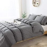 Softta Vintage Ruffle King Size Girl Teens Boys Bedding Set Boho 3Pcs Duvet Cover Set Zipper Closure 100% Washed Cotton Black Softta Vintage Ruffle King Size Girl Teens Boys Bedding Set Boho 3Pcs Duvet Cover Set Zipper Closure 100% Washed Cotton Black